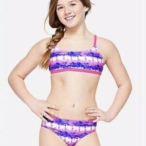 Purple & Pink 2 Pcs Justice Bikini Swimsuit Size 8